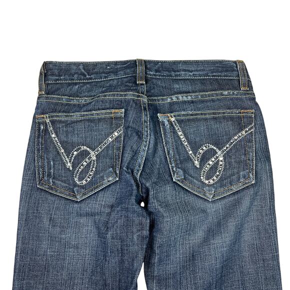 Bebe Vintage Y2K Carmen Cuffed Crop Jeans Rhinestones Dark Wash Womens 25 - Picture 4 of 10